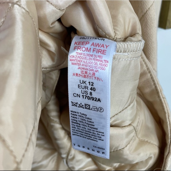NWT Topshop Beige Quilted Denim Jacket Size: 8 - Picture 4 of 8